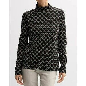 Croft & Barrow Women's Essential Long-Sleeve Mockneck Top Size L, Black NWT